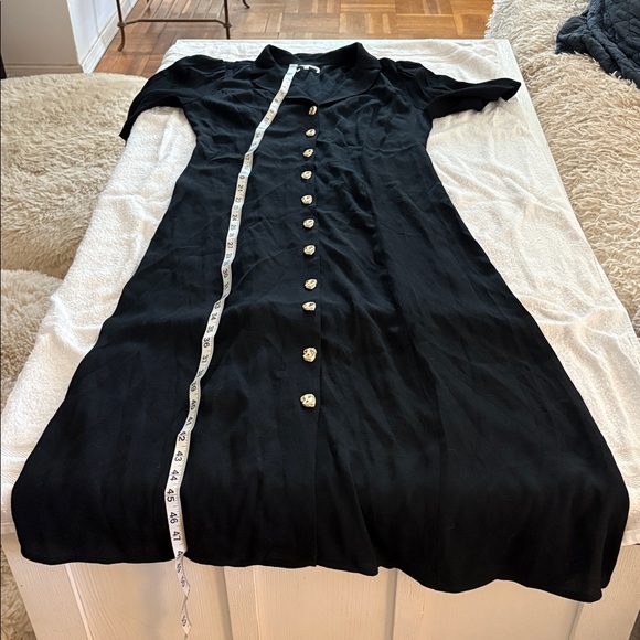 Reformation Wilde black midi dress w/ beautiful buttons and tie. Worn twice - Picture 9 of 14